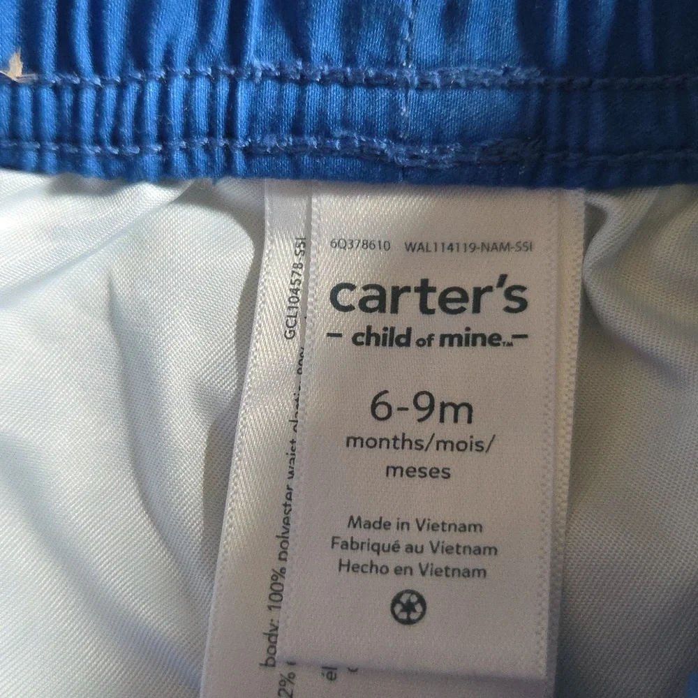 Carter's Blue Shark Rash Guard & Light Blue Shark Print Swim Trunks